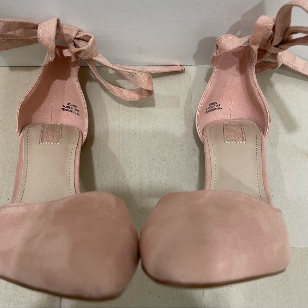 Forever 21 Heels Pointed Toe Wrap Around Ankle Tie Women's 7 Baby Pink Blush - Picture 13 of 15